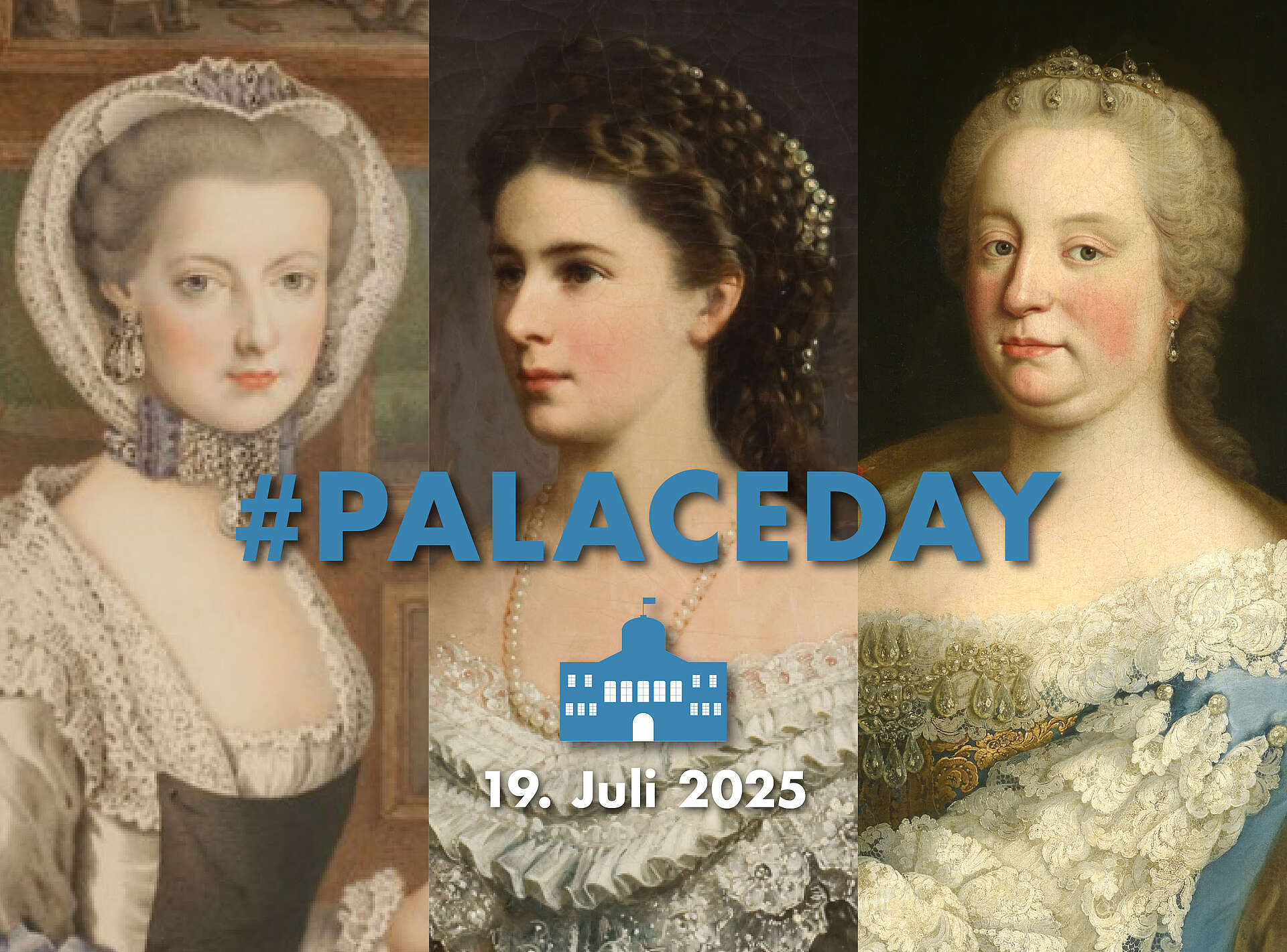 Collage von Kaiserin Elisabeth, Kaiserin Maria Thersia und Erzherzogin Maria Christina